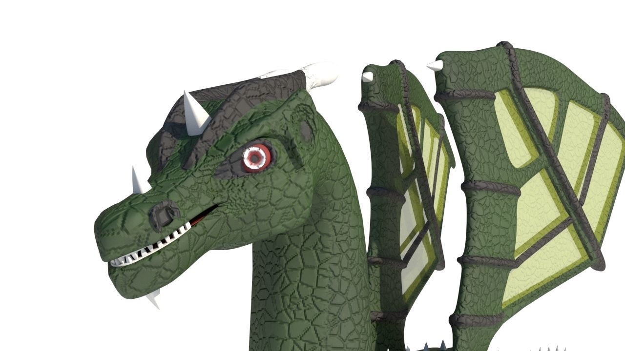 ugly midget green dragon Low-poly 3D model_5