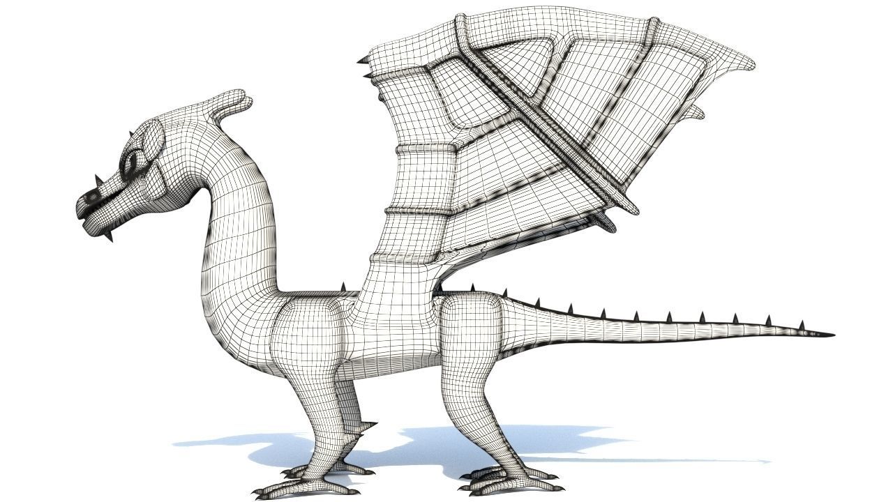 ugly midget green dragon Low-poly 3D model_15