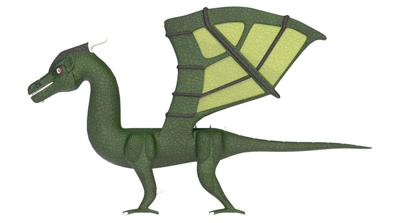 ugly midget green dragon Low-poly 3D model_8