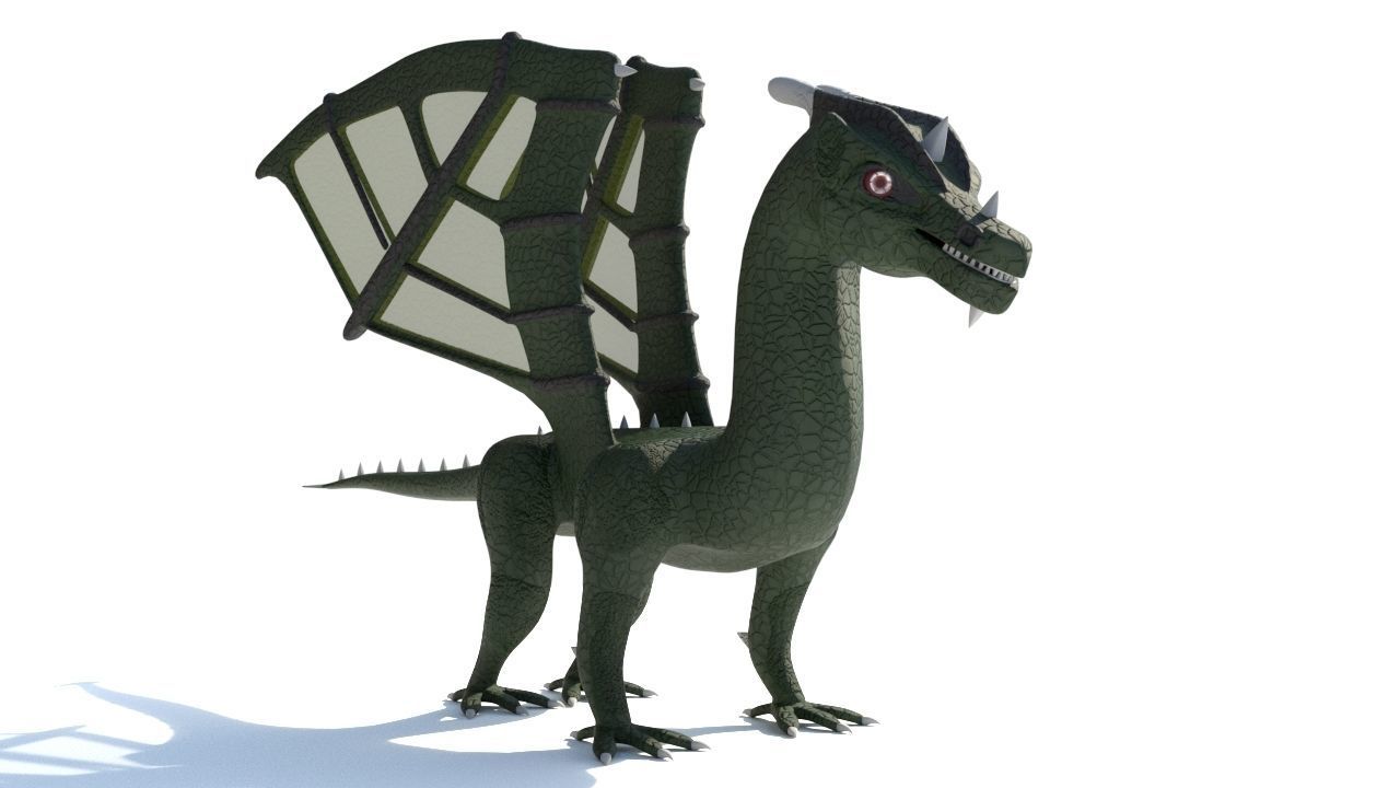 ugly midget green dragon Low-poly 3D model_4