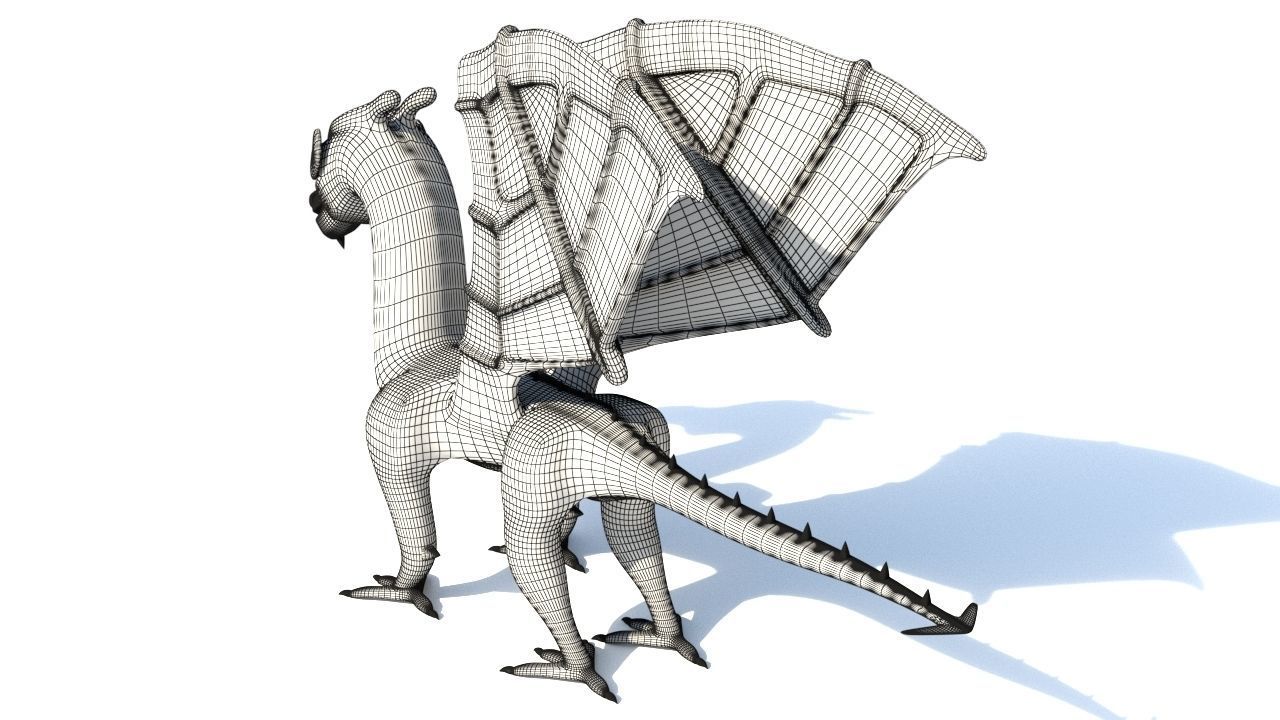 ugly midget green dragon Low-poly 3D model_16