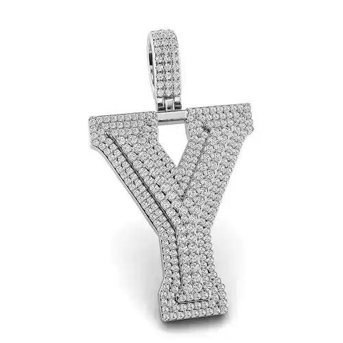 Alphabet Latter Y Diamond Pendent