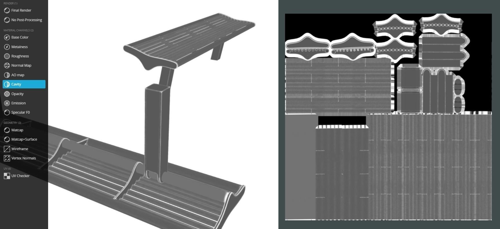 Bench 5 Low-Poly Wood Steel Mixed 2 Low-poly 3D model_15