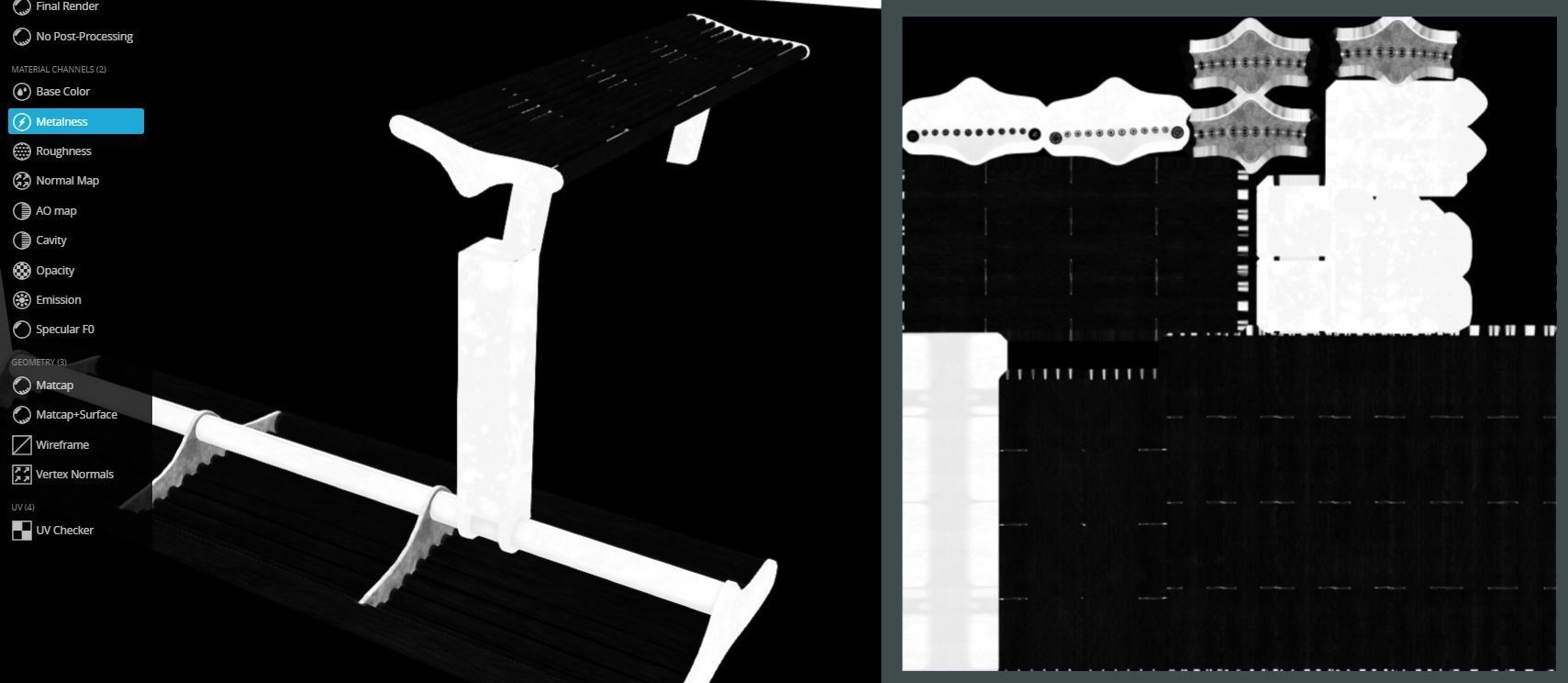 Bench 5 Low-Poly Wood Steel Mixed 2 Low-poly 3D model_18