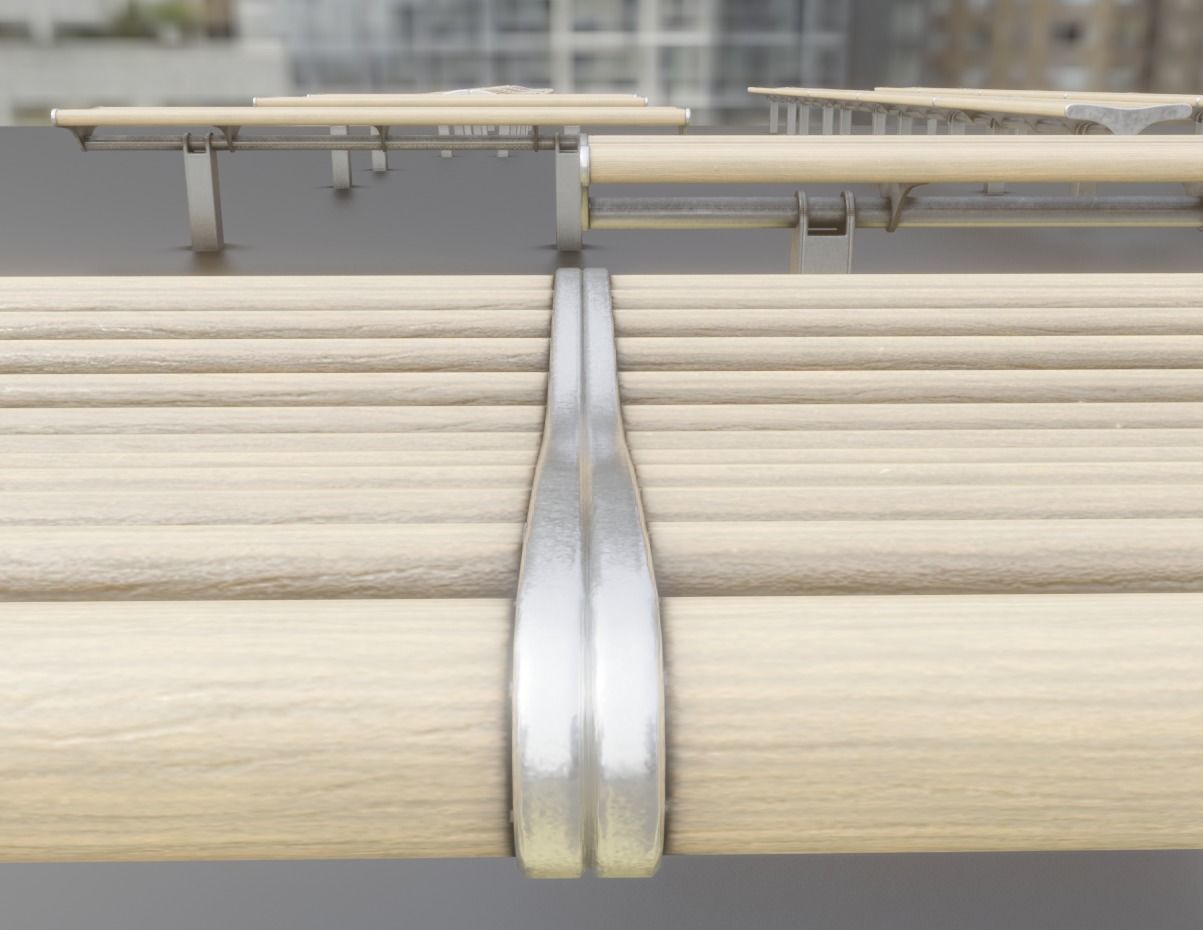 Bench 5 Low-Poly Wood Steel Mixed 2 Low-poly 3D model_6