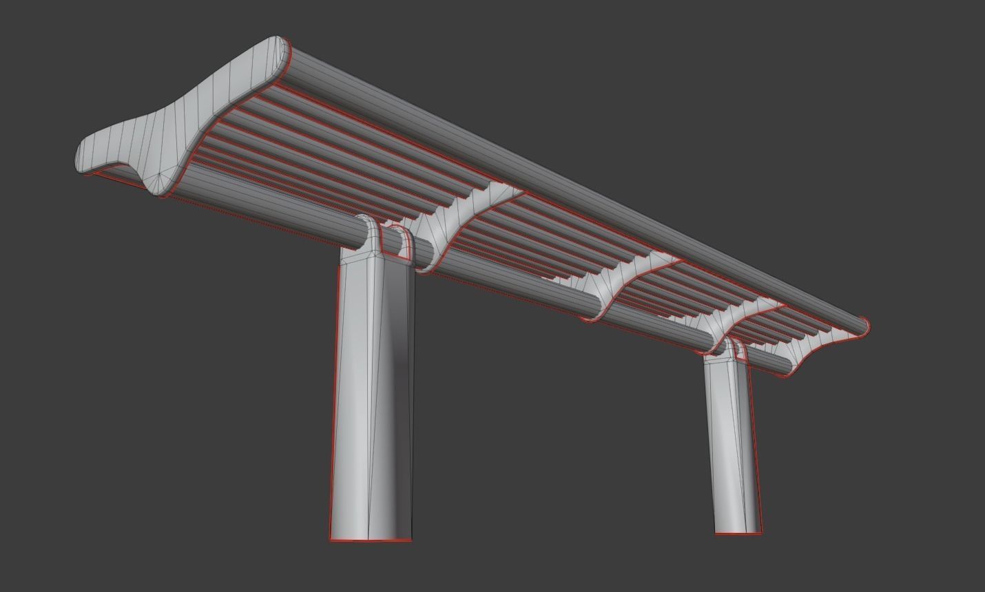 Bench 5 Low-Poly Wood Steel Mixed 2 Low-poly 3D model_8