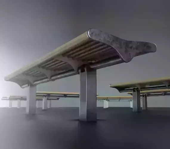 Bench 5 Low-Poly Wood Steel Mixed 2 Low-poly 3D model