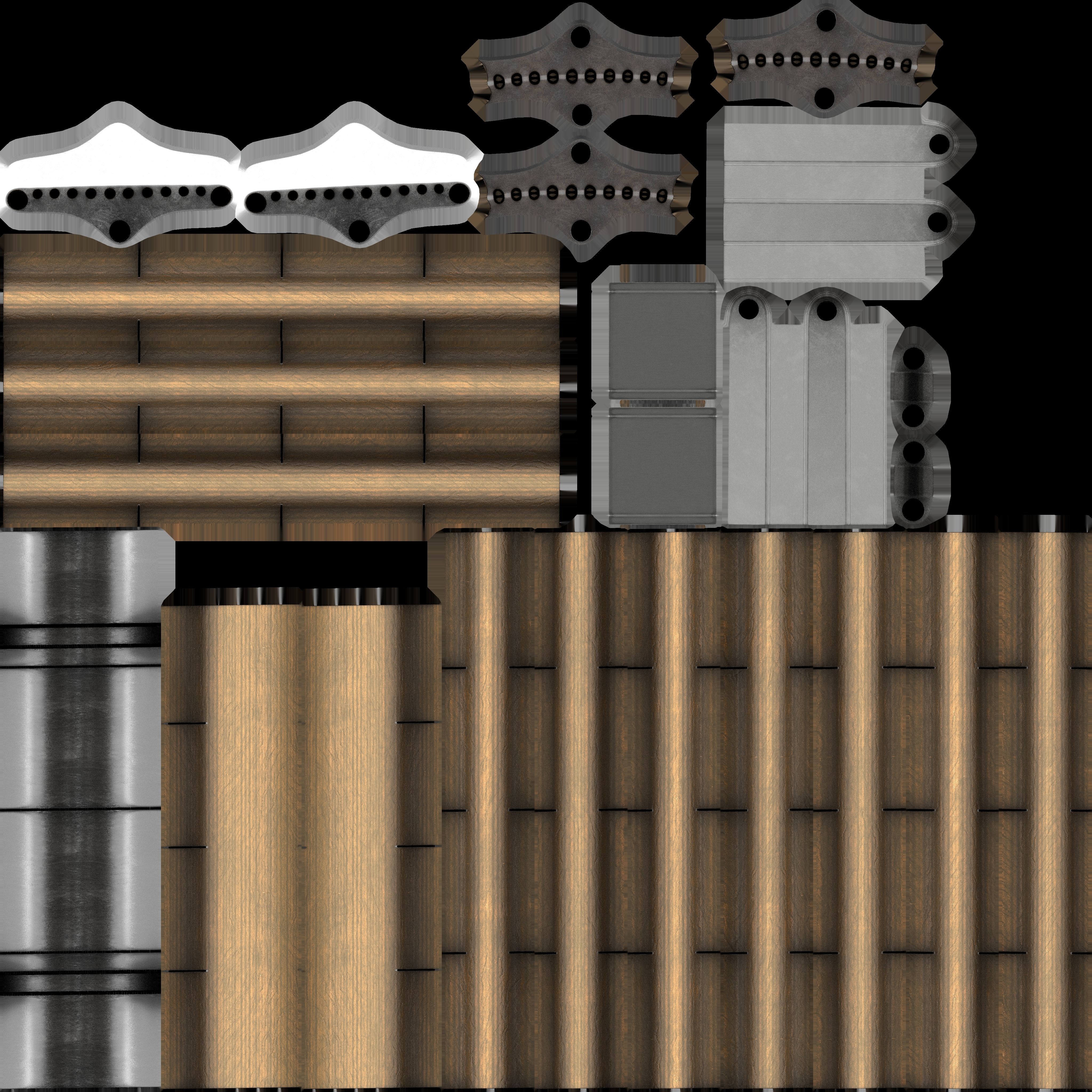 Bench 5 Low-Poly Wood Steel Mixed 2 Low-poly 3D model_10