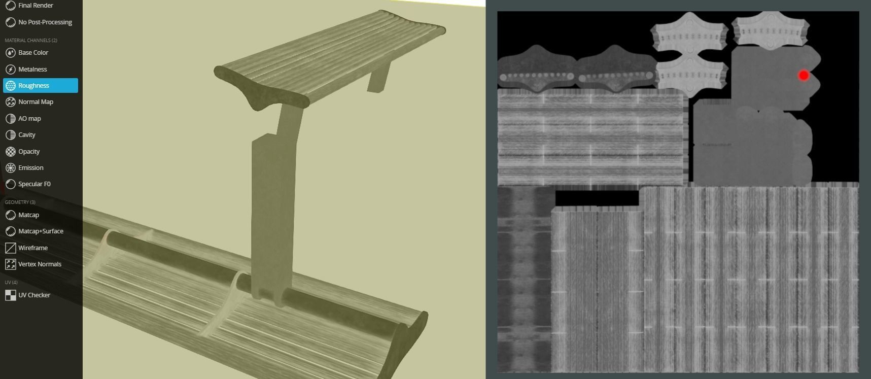 Bench 5 Low-Poly Wood Steel Mixed 2 Low-poly 3D model_16