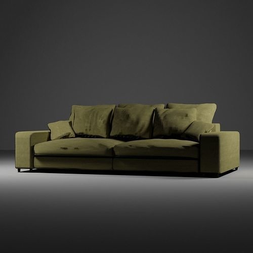 Beige sofa with pillows 3D model