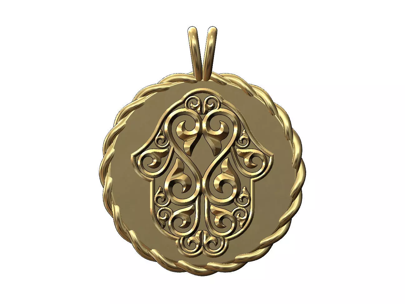 Hand of Fatima coin rope pendant 3D print model
