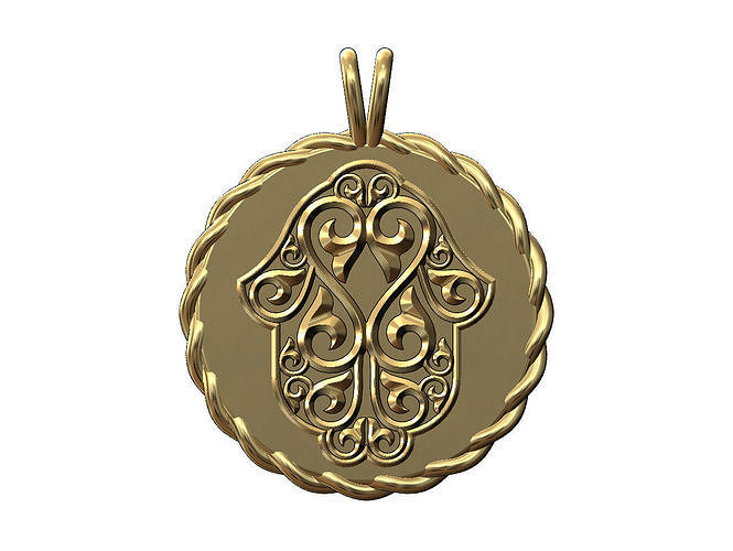 Hand of Fatima coin rope pendant  3D print model