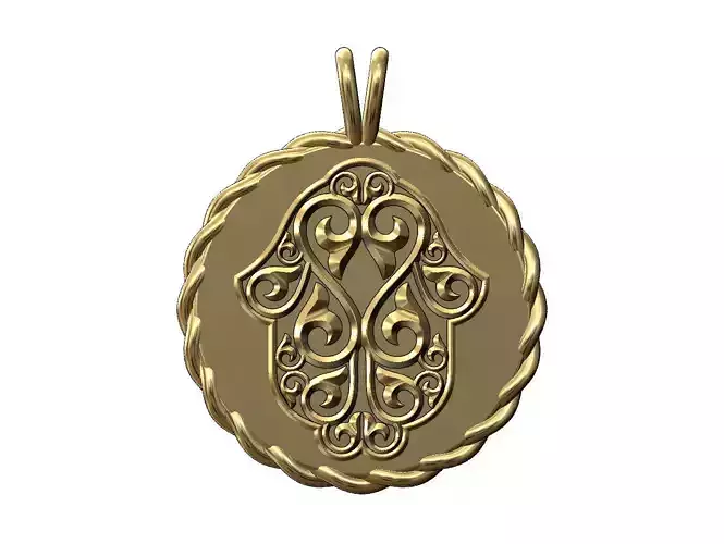 Hand of Fatima coin rope pendant 