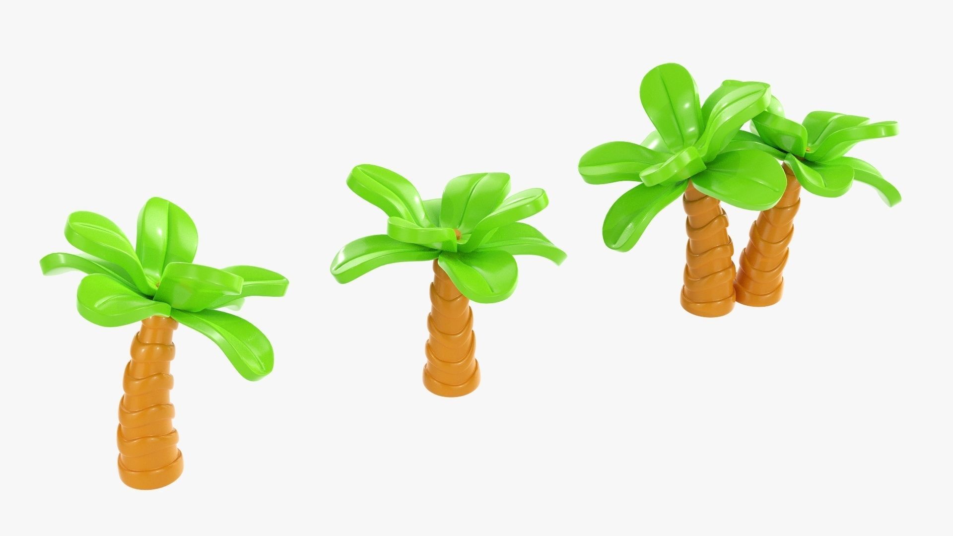 Cartoon palm trees 3D model_2