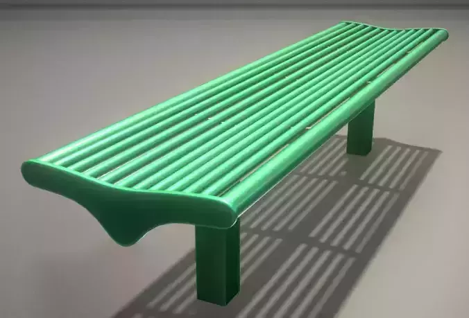 Bench 5 Low-Poly Green Painted Metal 2 Low-poly 3D model