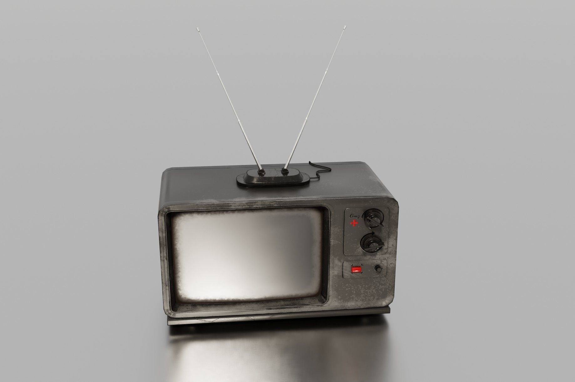 Old TV Low-poly 3D model_4