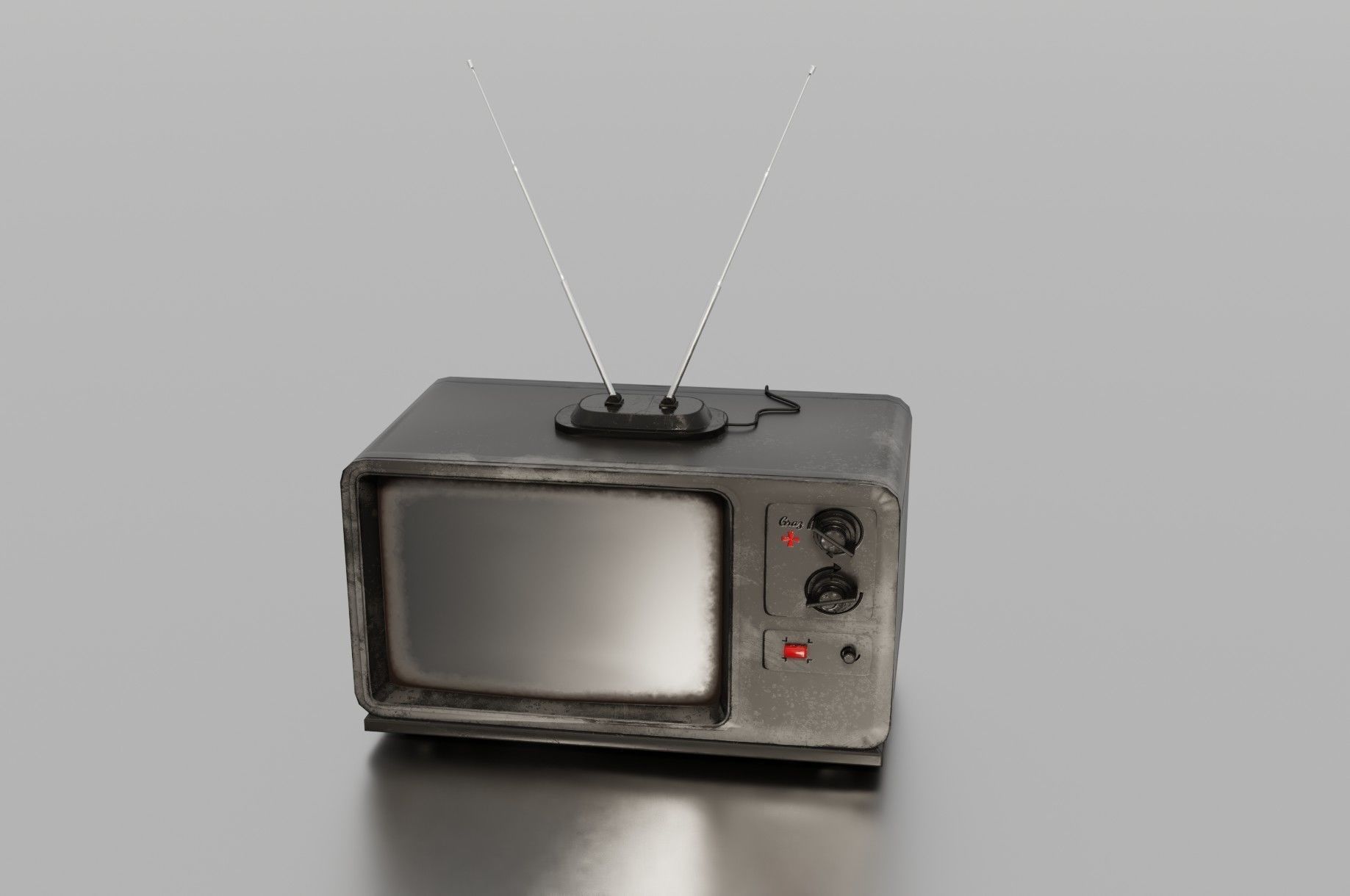 Old TV Low-poly 3D model_3
