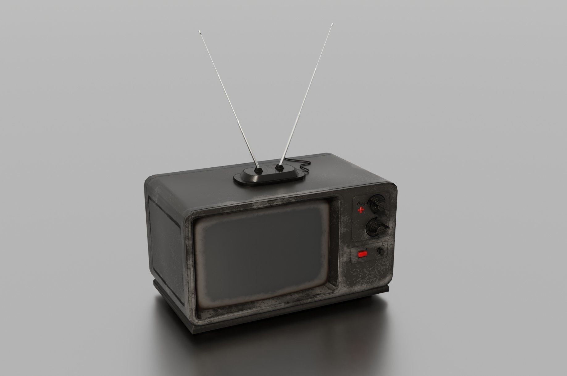 Old TV Low-poly 3D model_5