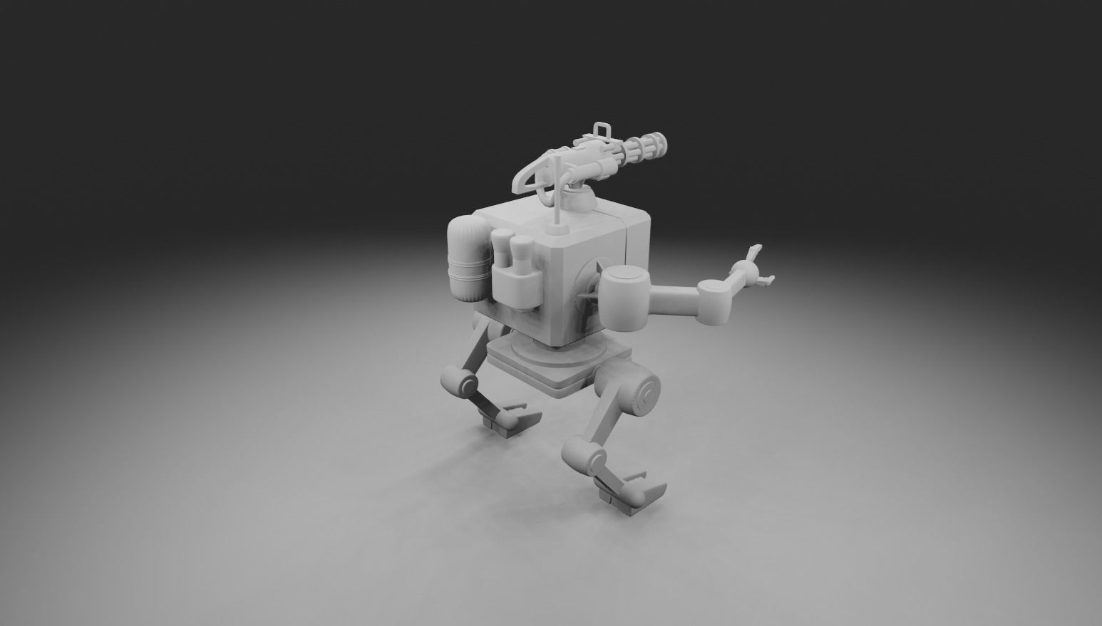 Beautiful mini combat robot made in Blender 3D 3D model_3