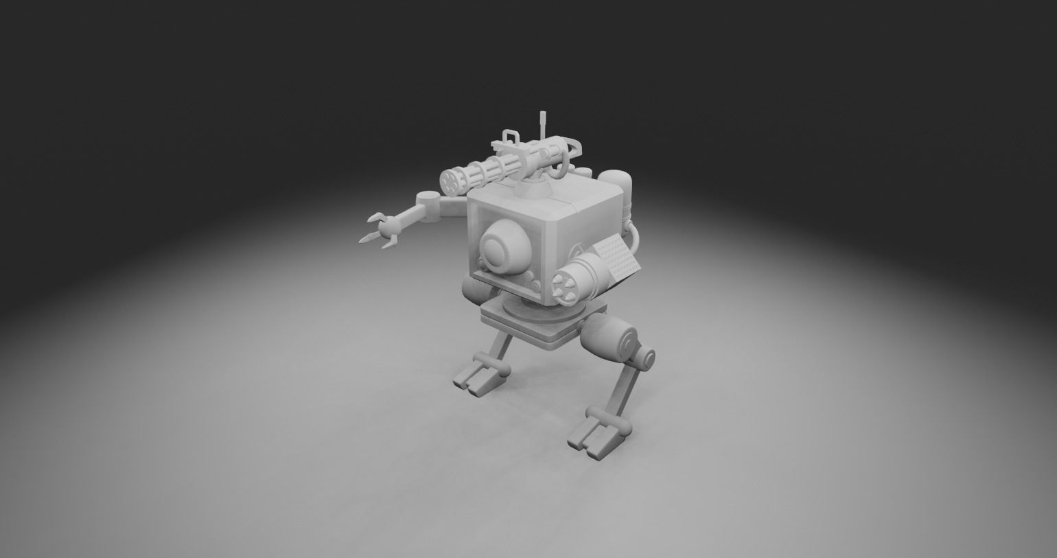 Beautiful mini combat robot made in Blender 3D 3D model_1