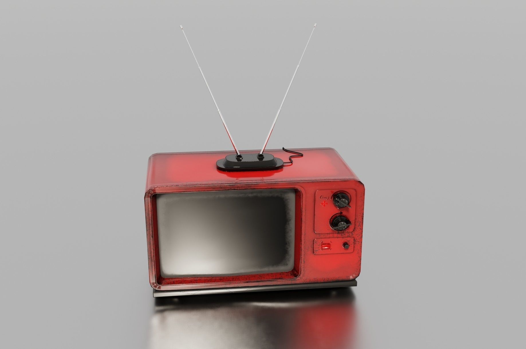 Old TV Low-poly 3D model_4
