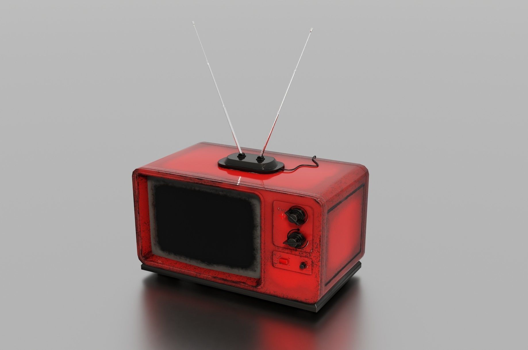 Old TV Low-poly 3D model_1