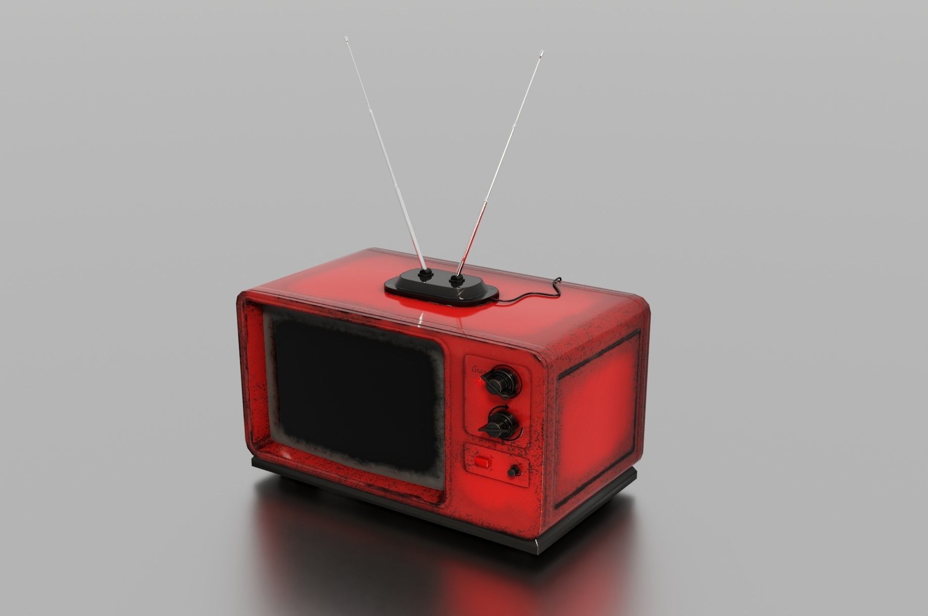 Old TV Low-poly 3D model_19