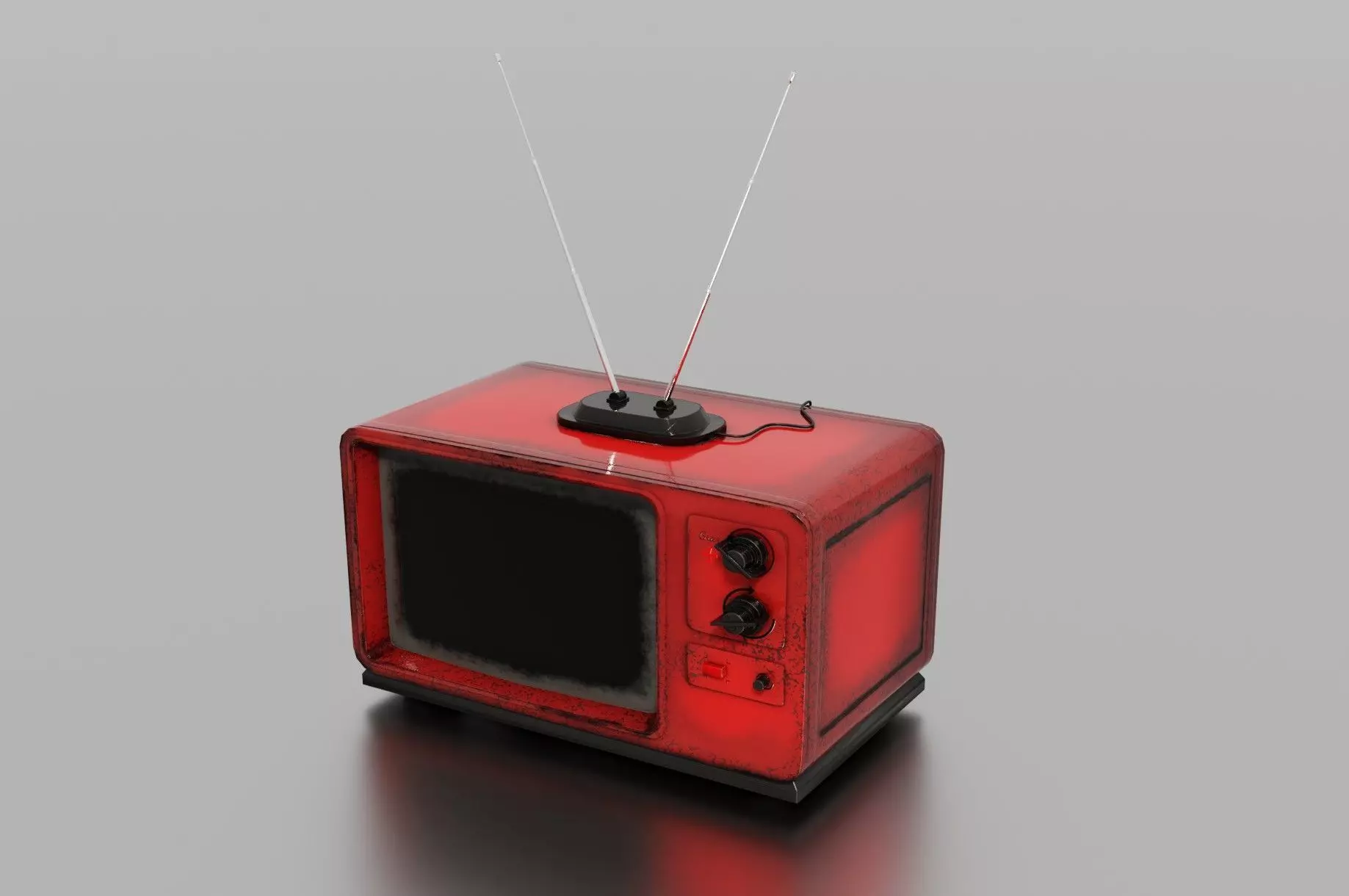 Old TV Low-poly 3D model_0