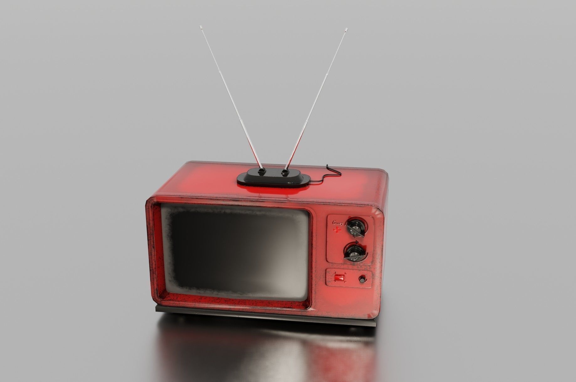 Old TV Low-poly 3D model_3