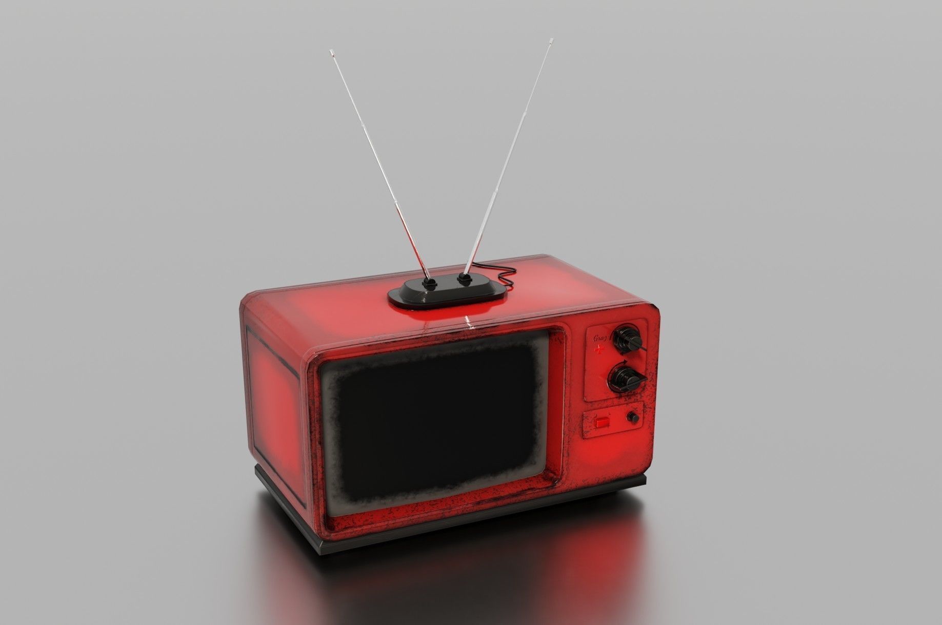 Old TV Low-poly 3D model_5