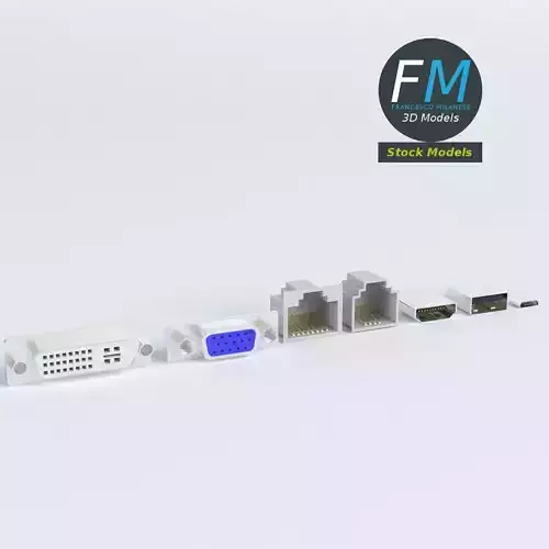 Computer ports sockets 3D model