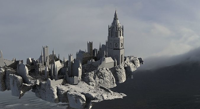 Castle With town 3D model