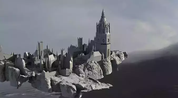 Castle With town 3D model