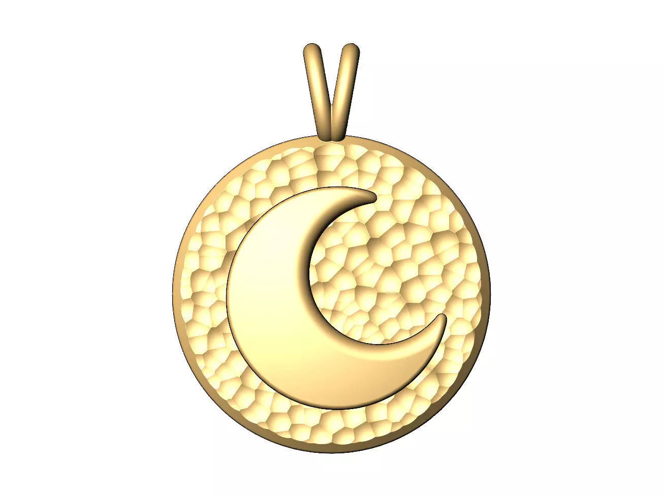 Hammered texture crescent moon pendant charm 3D print model