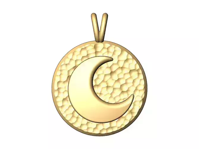 Hammered texture crescent moon pendant charm 