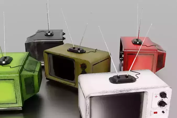 Old TV Texture Pack 3D Model Collection
