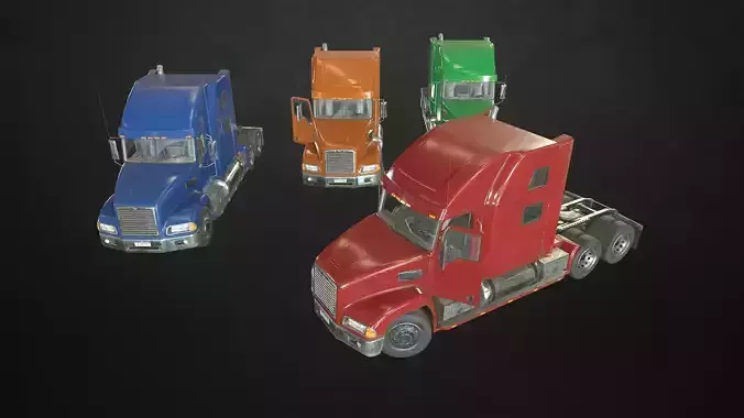 Semi Truck Tractor Low-poly 3D model
