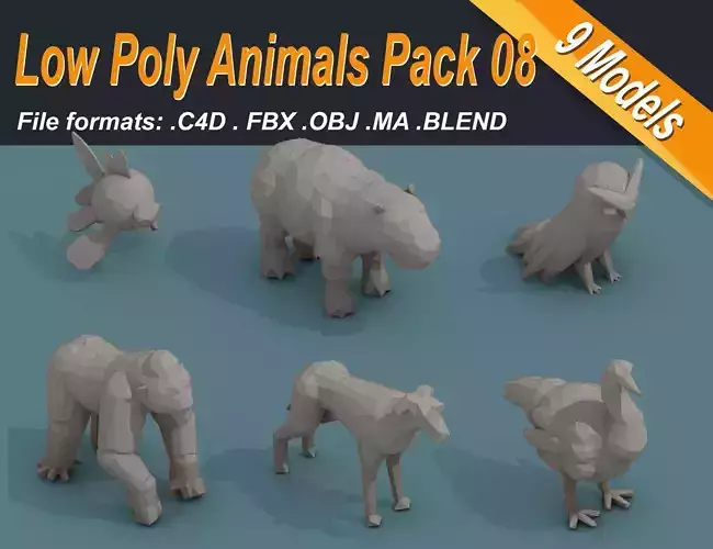 Low Poly 3d Art Animals Isometric Icon Pack 08 Low-poly 3D model