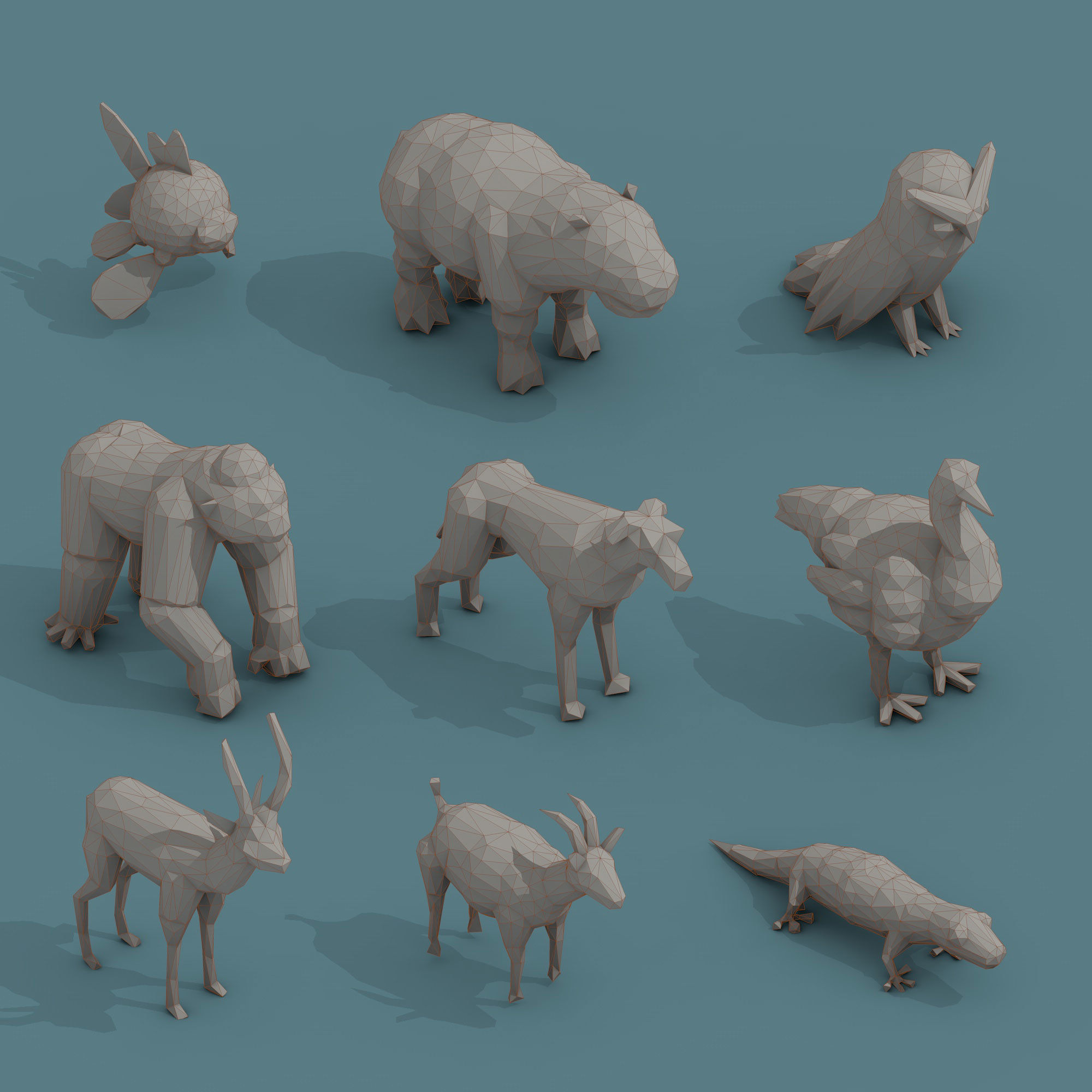 Low Poly 3d Art Animals Isometric Icon Pack 08 Low-poly 3D model_1