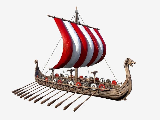 Long Viking Ship 3D model