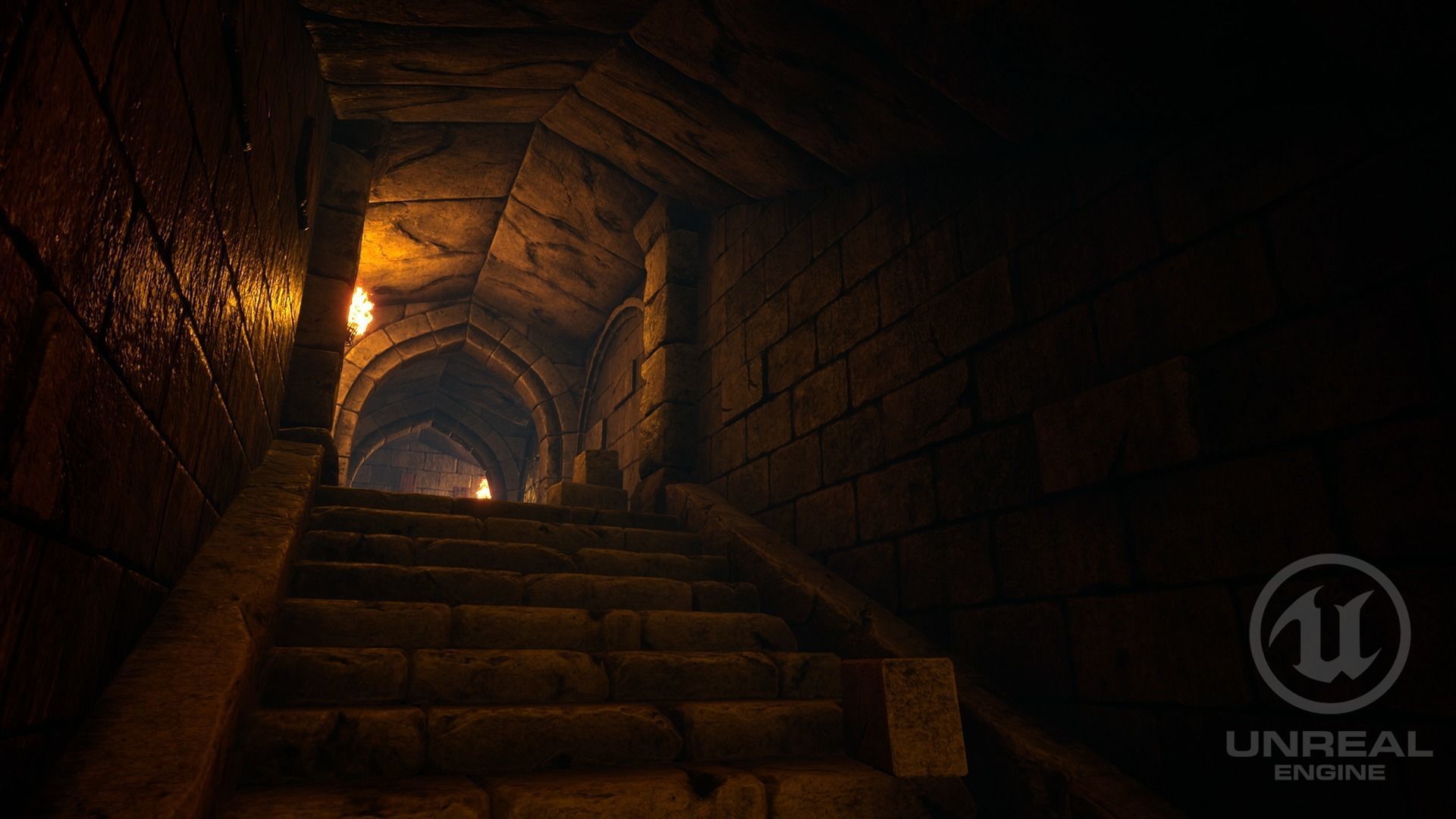 Dungeon hallway in video game Low-poly 3D model_5
