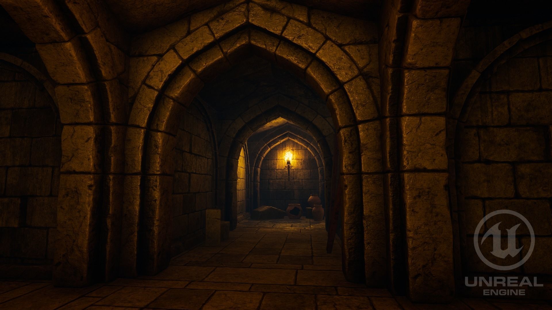 Dungeon hallway in video game Low-poly 3D model_2