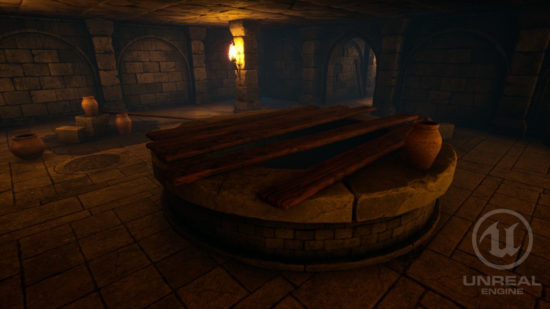 Dungeon hallway in video game Low-poly 3D model_7