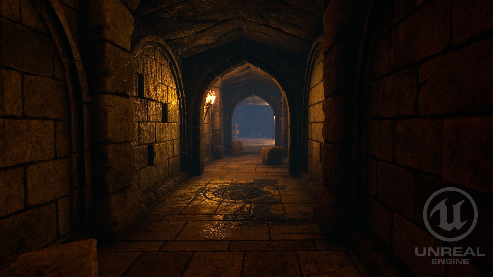Dungeon hallway in video game Low-poly 3D model_3