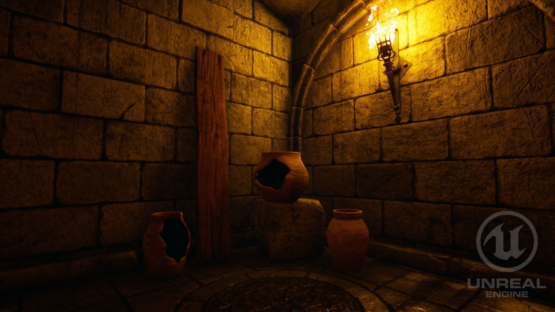 Dungeon hallway in video game Low-poly 3D model_8