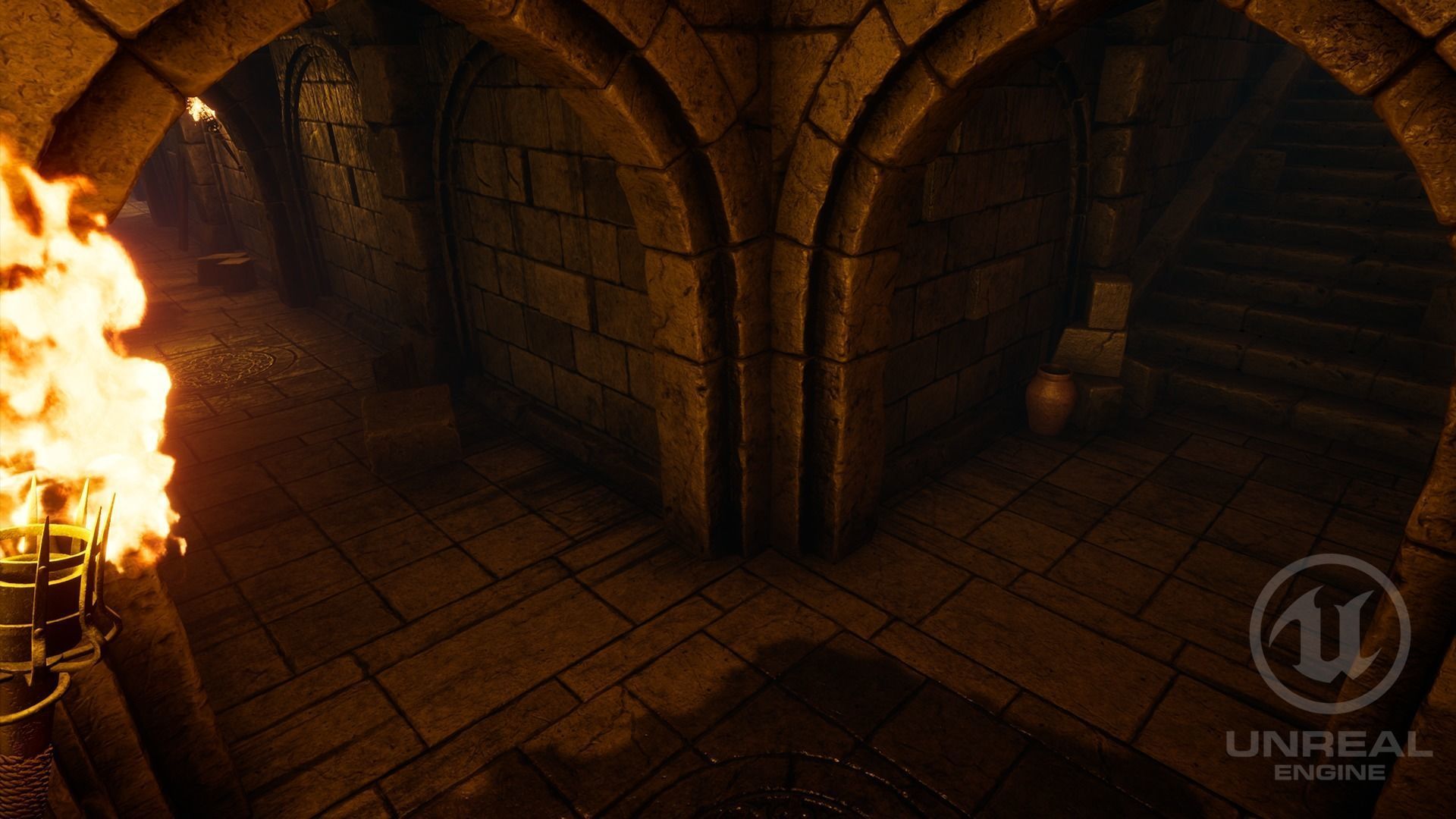 Dungeon hallway in video game Low-poly 3D model_4