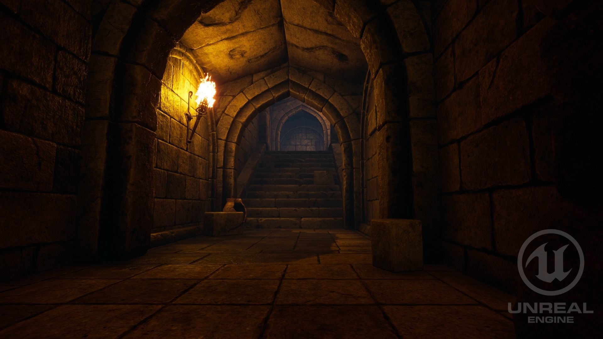 Dungeon hallway in video game Low-poly 3D model_10