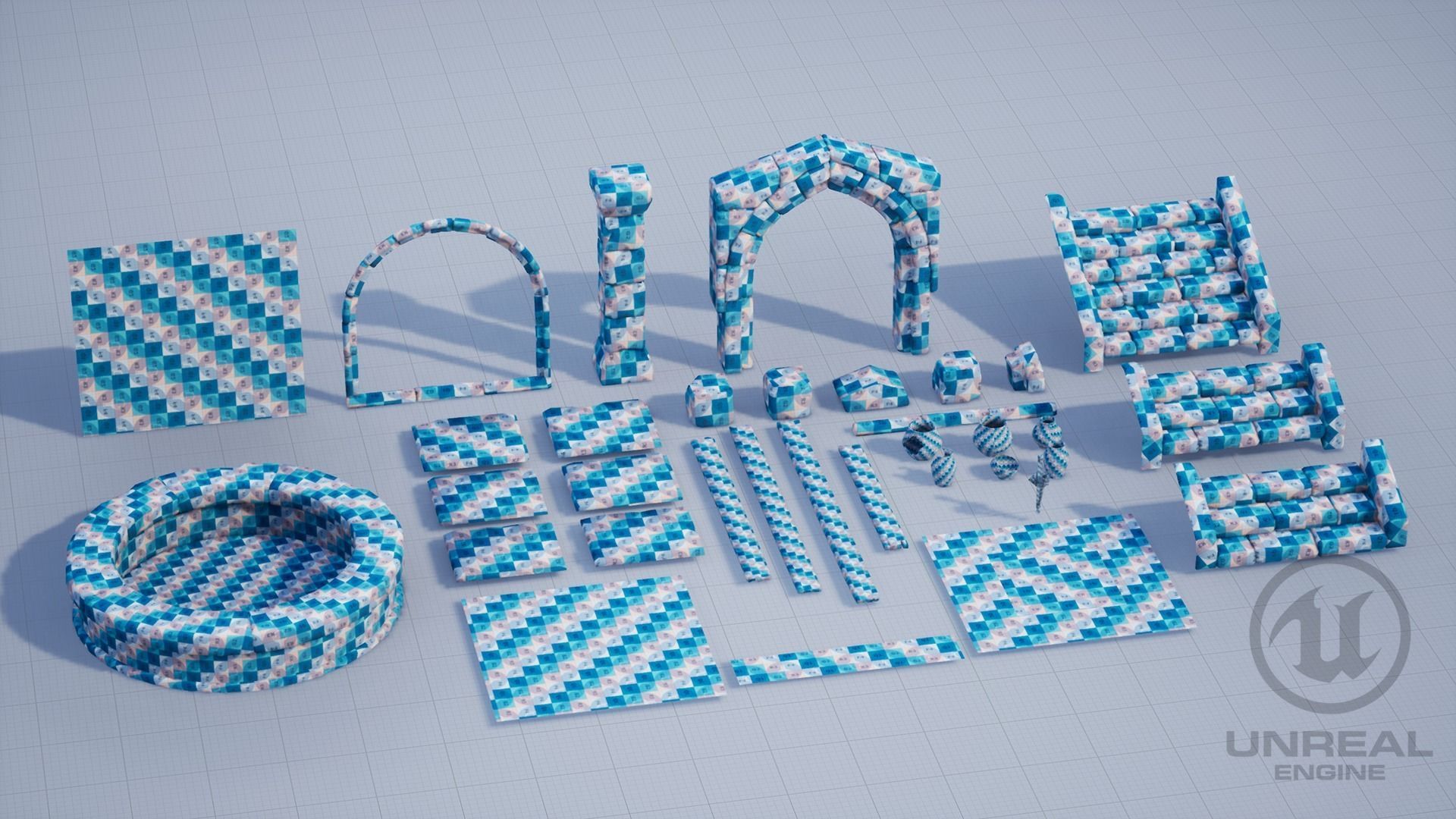 Dungeon hallway in video game Low-poly 3D model_11