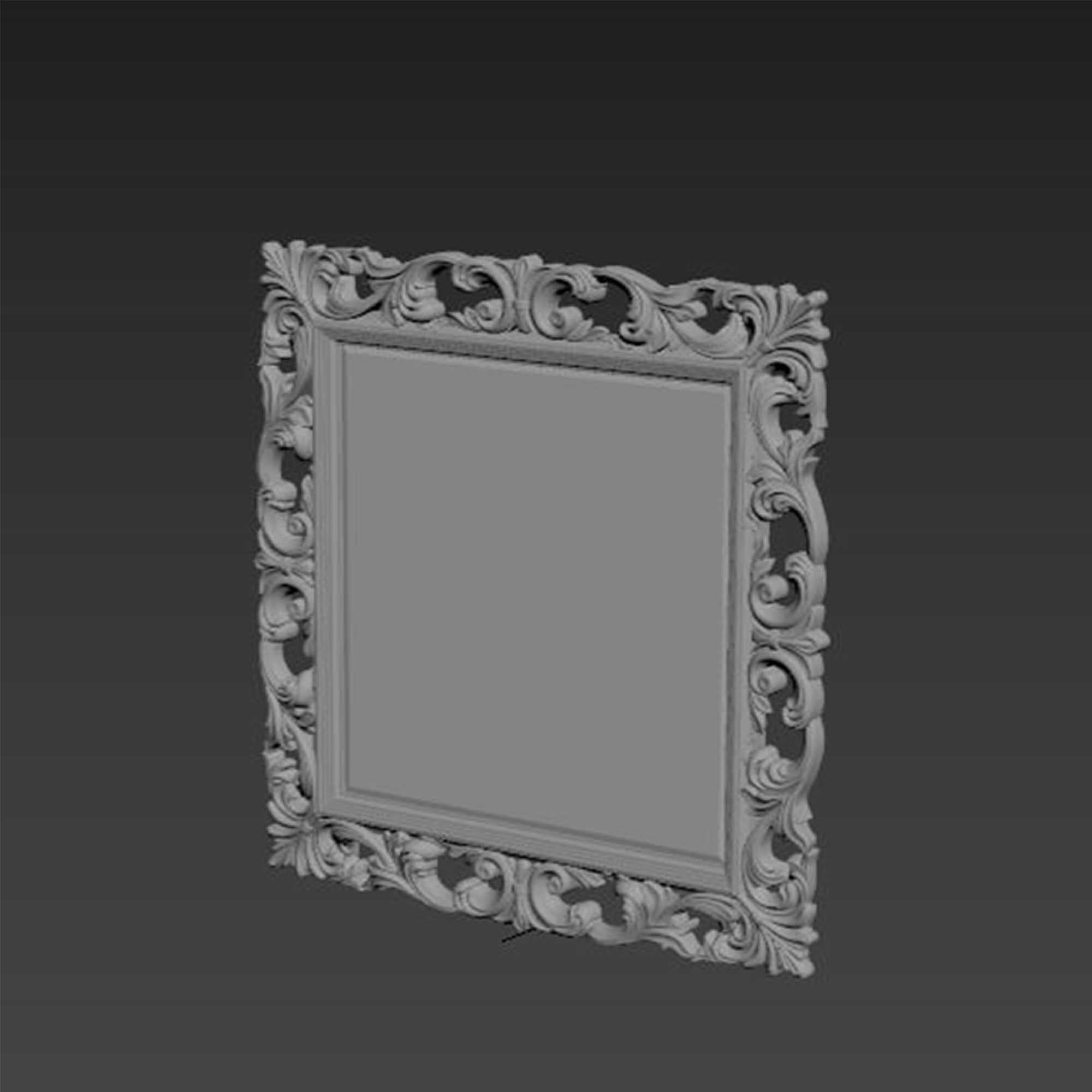 classic mirror gold frame 3D model_4