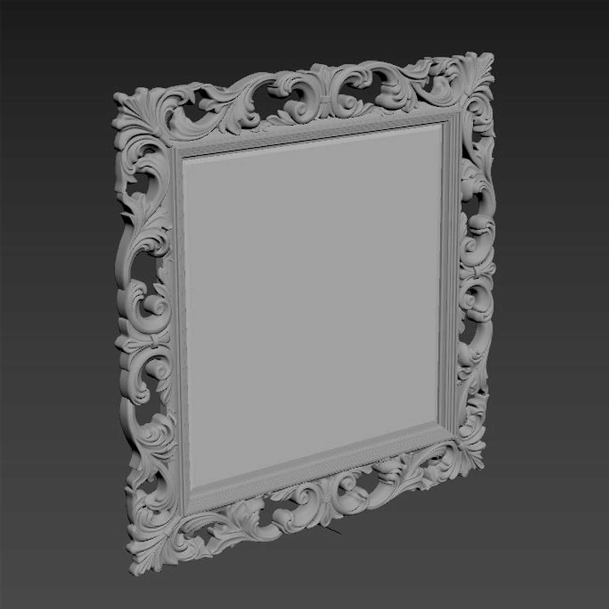 classic mirror gold frame 3D model_3